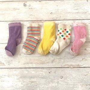 GapKids 2T 3T Girls Crew Socks Bundle Lot Set of 5 Pairs Colorful Gap Kids